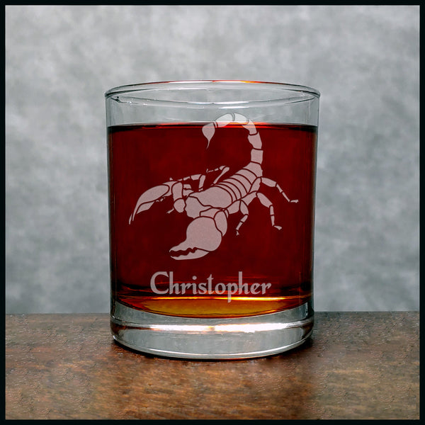 Scorpion Personalized Whisky Glass - Copyright Hues in Glass
