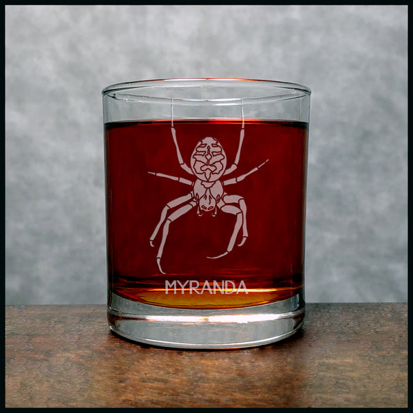 Spider Personalized Whisky Glass - Design 2 - Copyright Hues in Glass