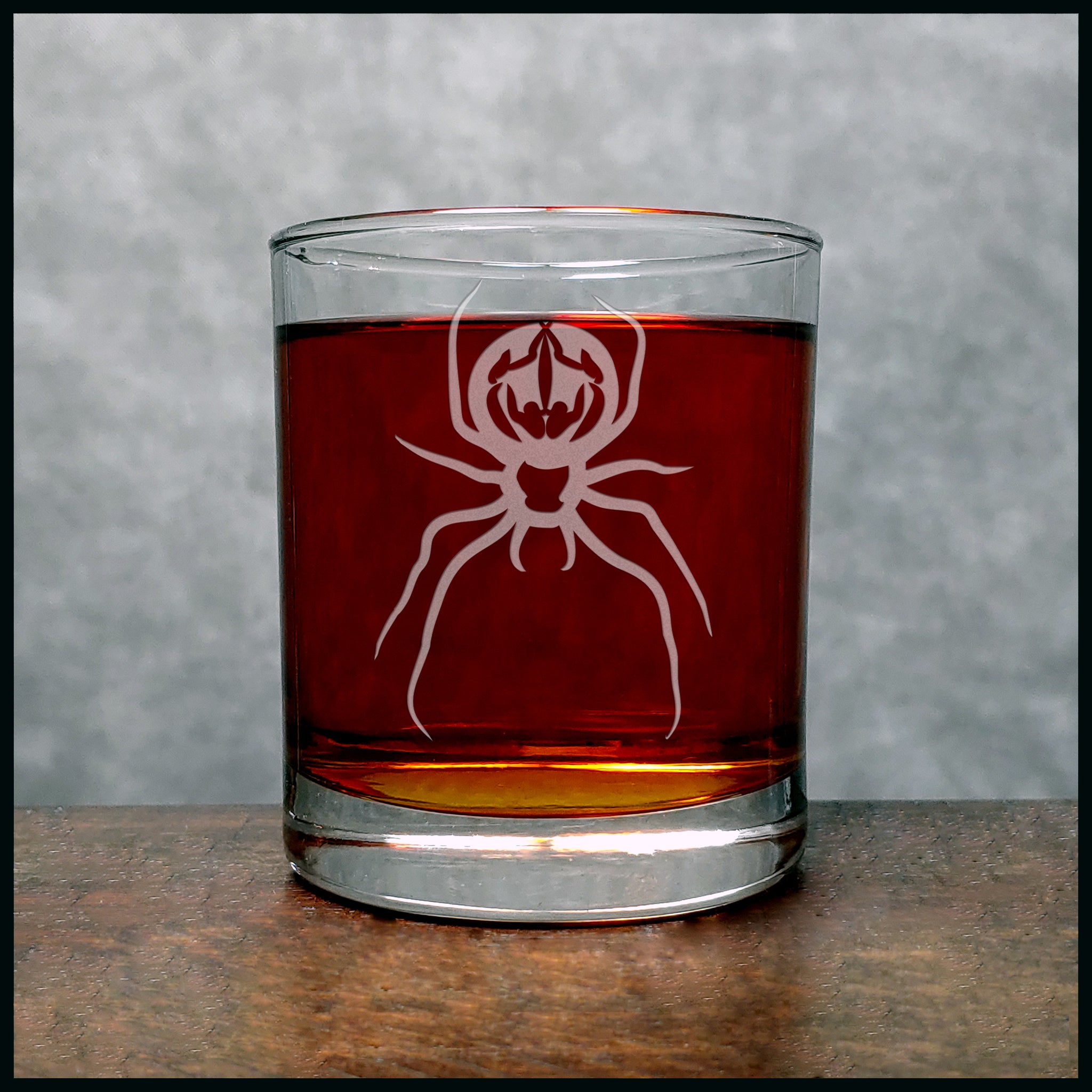 Spider  Whisky Glass - Design 5 - Copyright Hues in Glass