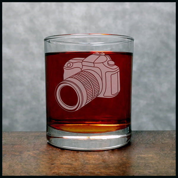 Camera Whisky Glass - Copyright Hues in Glass