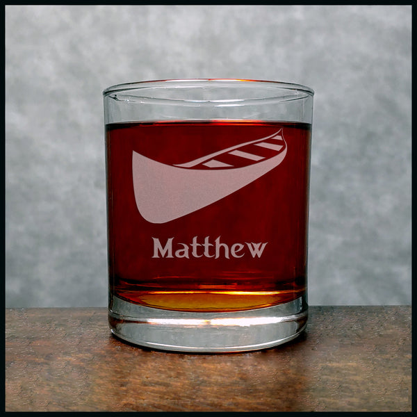 Canoe Personalized Whisky Glass - Design 2 - Copyright Hues in Glass