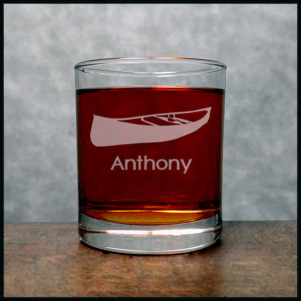 Canoe Personalized Whisky Glass - Design 2 - Copyright Hues in Glass