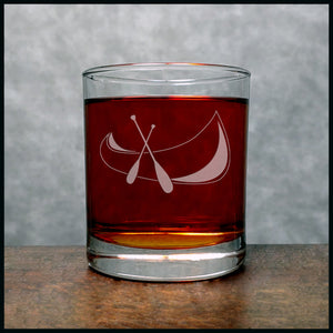 Canoe and Paddle Whisky Glass - Design 4 - Copyright Hues in Glass
