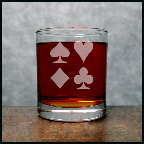 Card Suits Whisky Glass - Copyright Hues in Glass