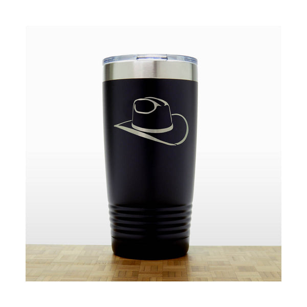 Black - Cowboy_Hat 20 oz Insulated Tumbler - Copyright Hues in Glass