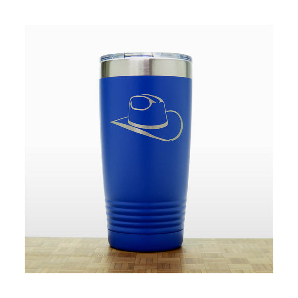 Blue - Cowboy_Hat 20 oz Insulated Tumbler - Copyright Hues in Glass