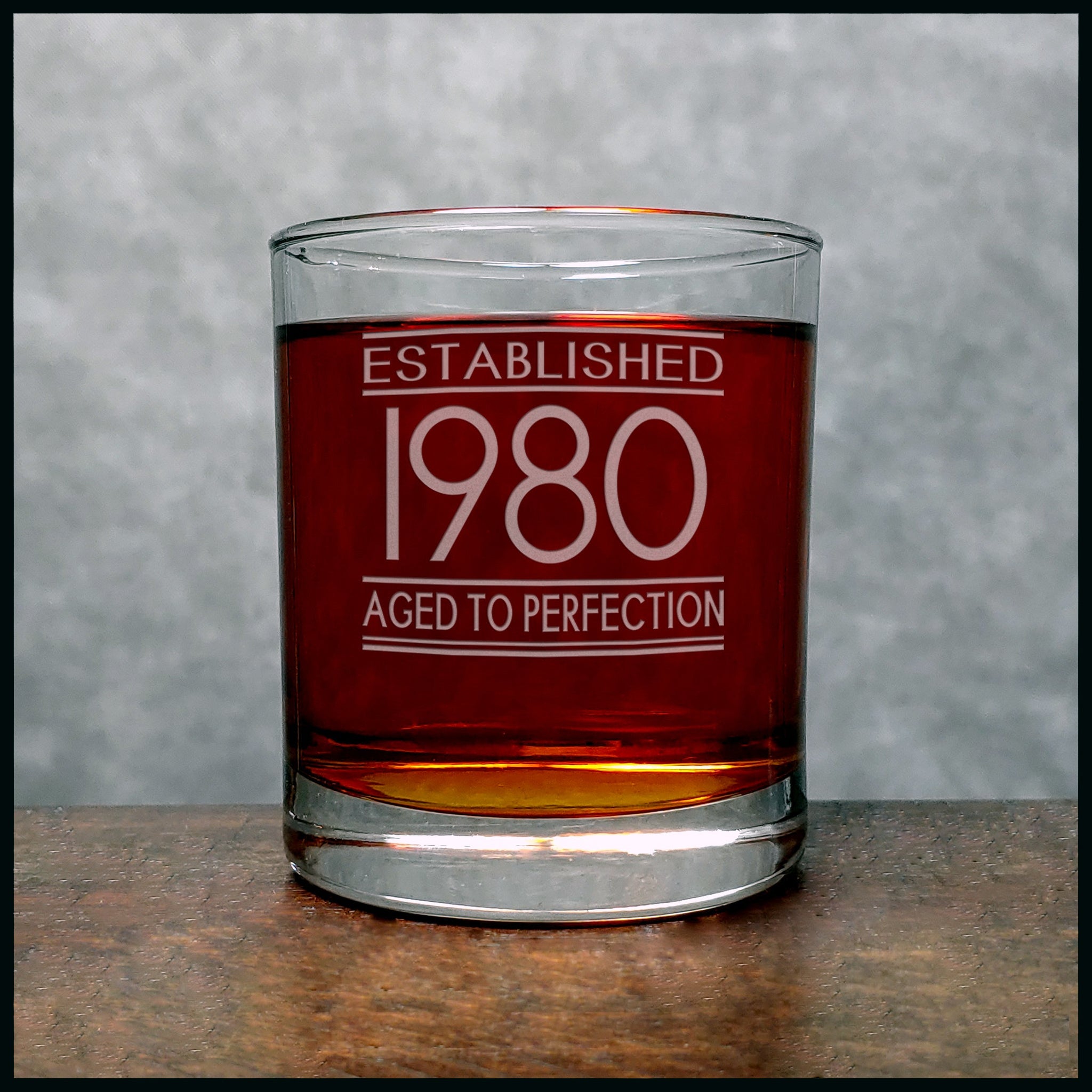 Established Aged to Perfection Personalized Whisky Glass - Copyright Hues in Glass