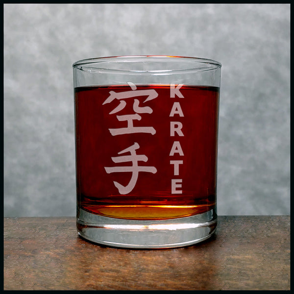 Kanji - Karate Personalized Whisky Glass - Copyright Hues in Glass