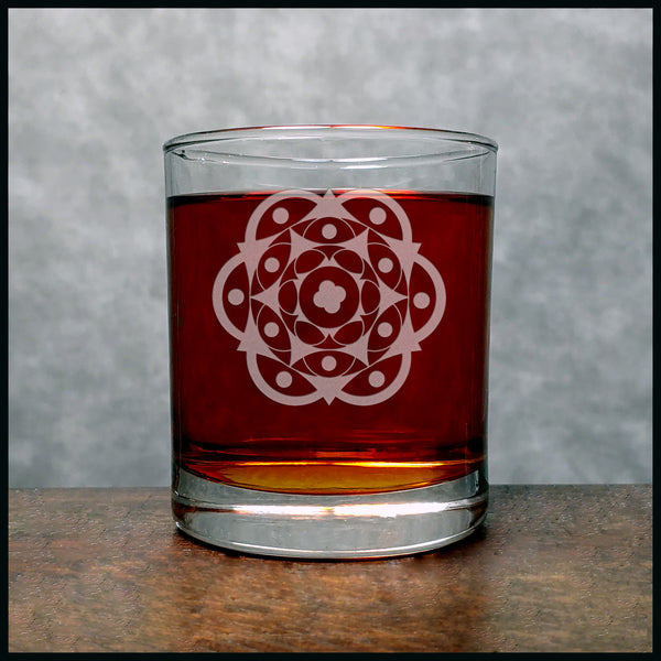 Mandala Personalized Whisky Glass - Design 3 - Copyright Hues in Glass
