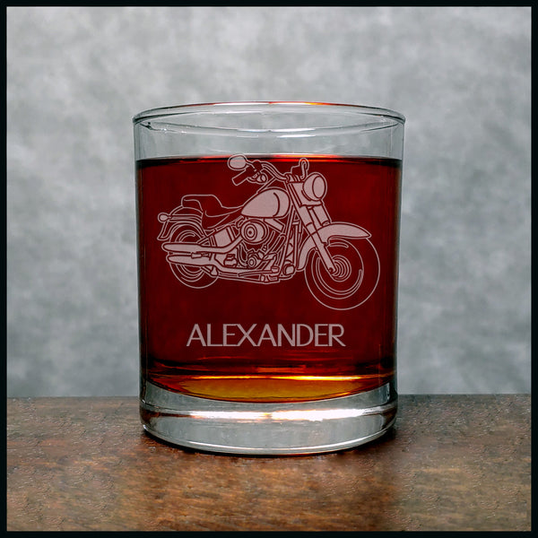 Motorcycle Personalized Whisky Glass - Copyright Hues in Glass