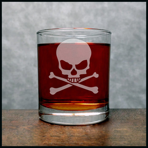 Skull and Crossbones Engraved 11oz  Whiskey Glass