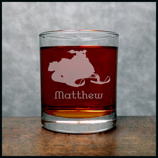 Snowmobile Personalized Whisky Glass - Copyright Hues in Glass