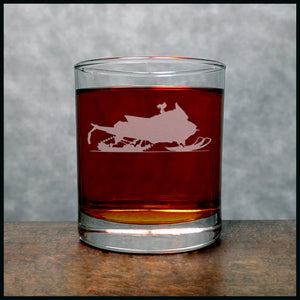 Snowmobile Whisky Glass - Design 2 - Copyright Hues in Glass