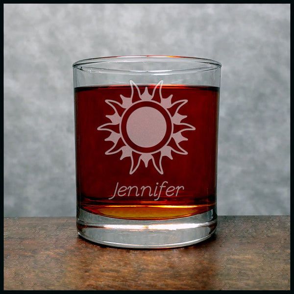 Sun Personalized Whisky Glass - Design 3 - Copyright Hues in Glass
