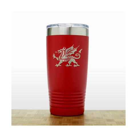 Red - Welsh Dragon 20 oz Insulated Tumbler - Copyright Hues in Glass