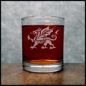 Welsh Dragon Whisky Glass - Copyright Hues in Glass