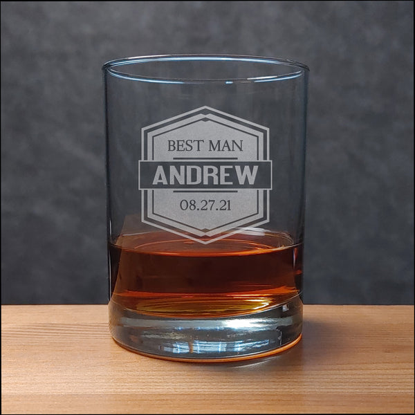 Best Man 13oz Whisky Glass - personalized with Name and Date - Copyright Hues in Glass