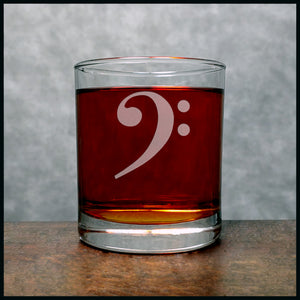 Bass Clef  Engraved 11oz Whiskey Glass - Gift for Musician