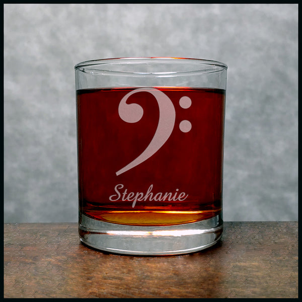 Bass Clef Personalized Whisky Glass - Copyright Hues in Glass
