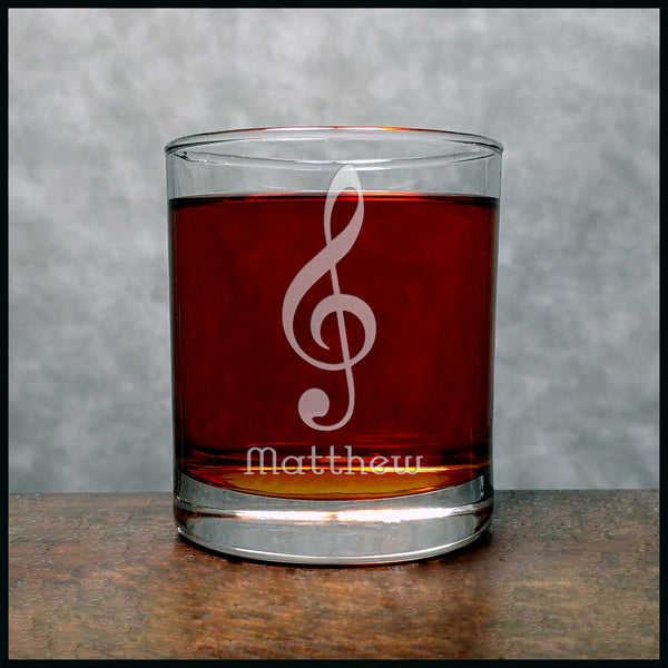 Treble Clef Personalized Whisky Glass - Copyright Hues in Glass