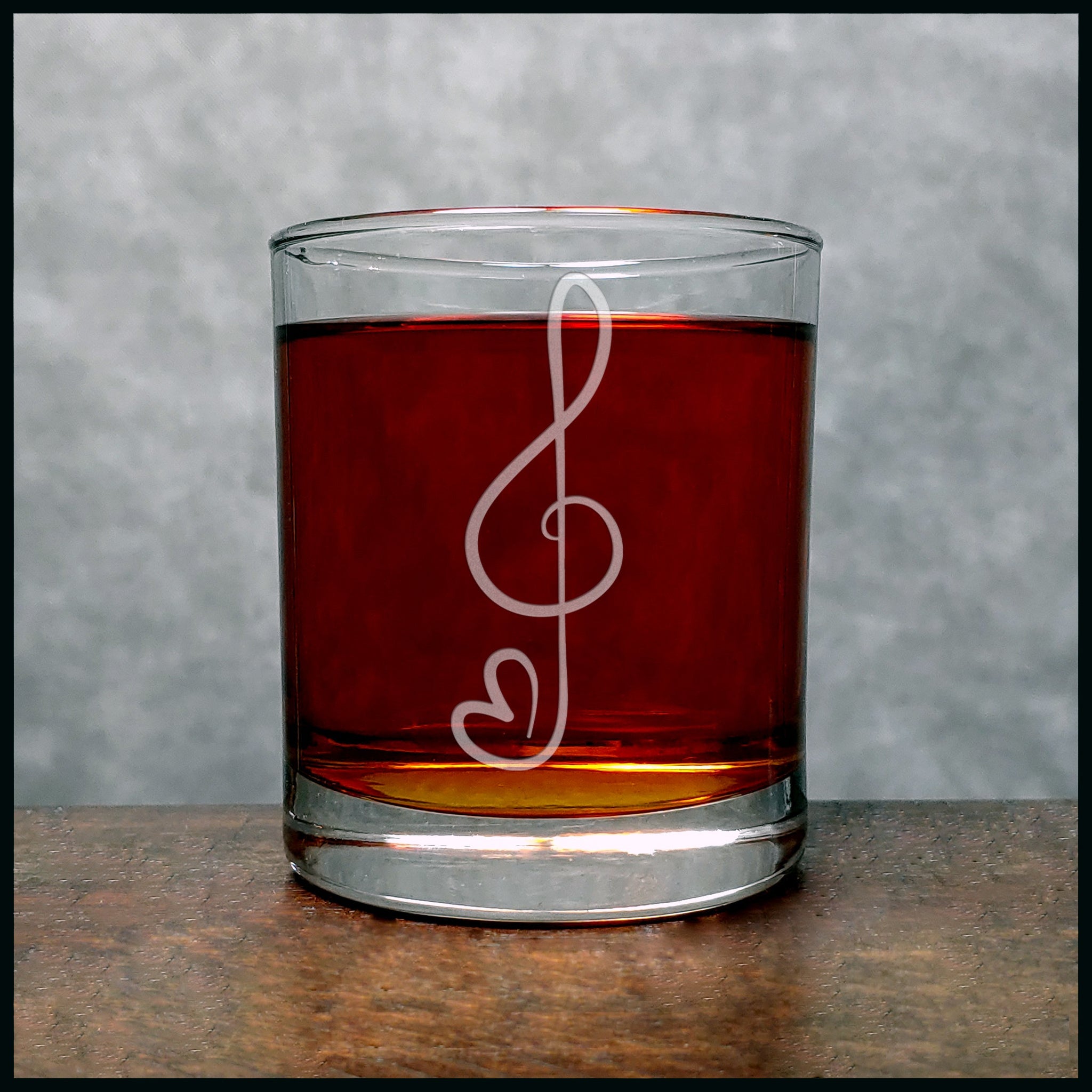 Treble Clef Heart Whisky Glass - Copyright Hues in Glass