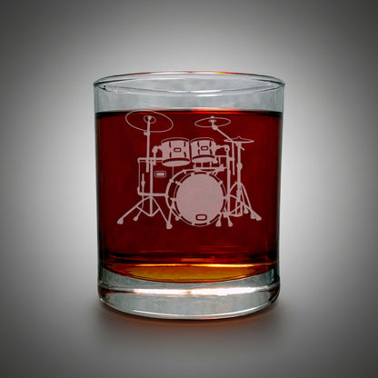 Drum Set Whisky Glass - Copyright Hues in Glass