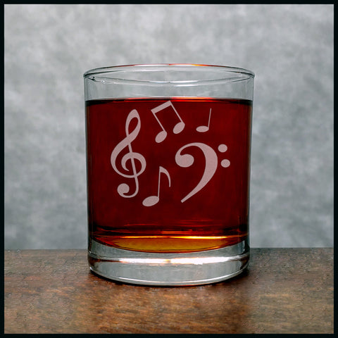 Music Notes Personalized Whisky Glass - Copyright Hues in Glass
