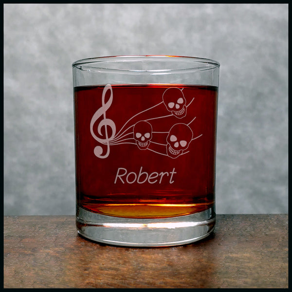 Music Staff, Skull Notes Personalized Whisky Glass - Copyright Hues in Glass