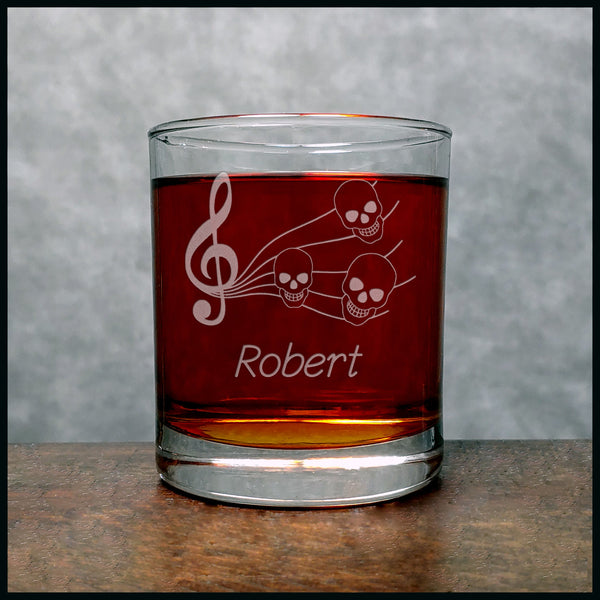 Music Staff, Skull Notes Personalized Whisky Glass - Copyright Hues in Glass