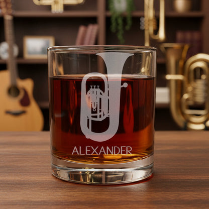 Tuba Personalized Whisky Glass - Copyright Hues in Glass