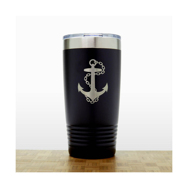 Black - Anchor with Chain 20 oz Insulated Tumbler - Copyright Hues in Glass