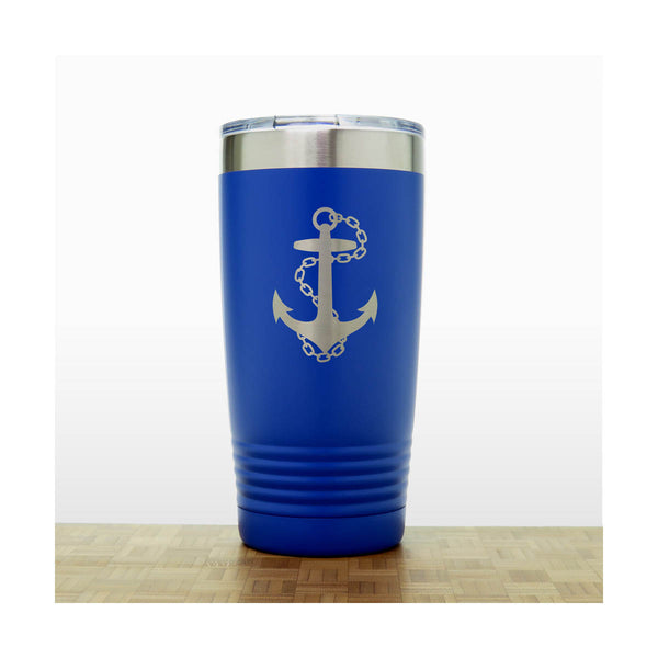Blue - Anchor with Chain 20 oz Insulated Tumbler - Copyright Hues in Glass