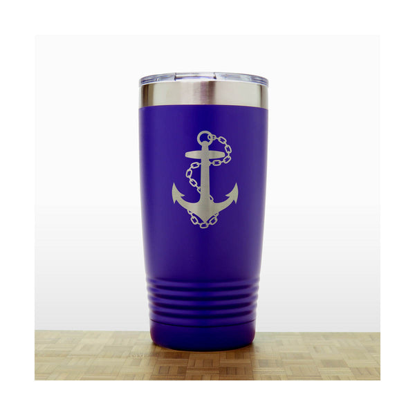 Purple - Anchor with Chain 20 oz Insulated Tumbler - Copyright Hues in Glass