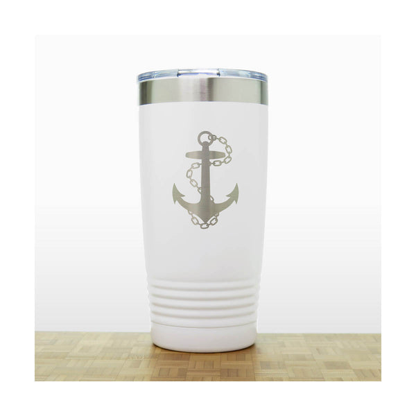 White - Anchor with Chain 20 oz Insulated Tumbler - Copyright Hues in Glass