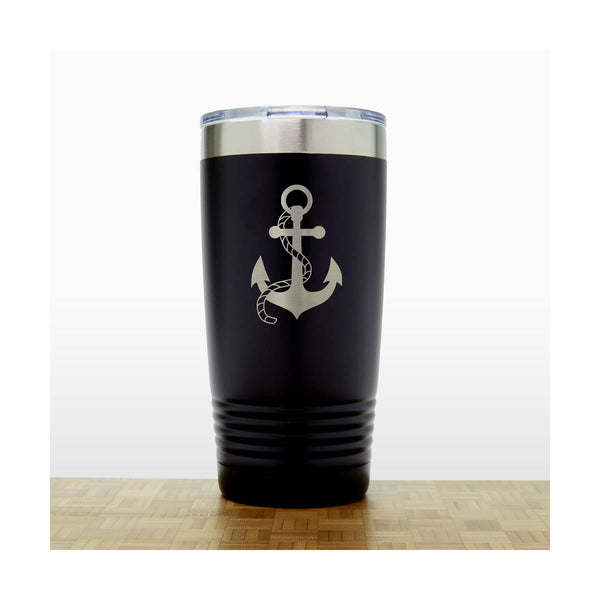 Black - Anchor with Rope 20 oz Insulated Tumbler - Copyright Hues in Glass