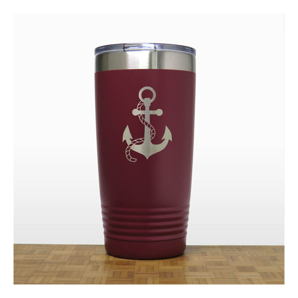 Maroon - Anchor with Rope 20 oz Insulated Tumbler - Copyright Hues in Glass