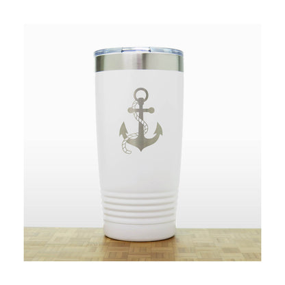 White - Anchor with Rope 20 oz Insulated Tumbler - Copyright Hues in Glass