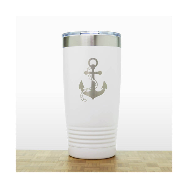 White - Anchor with Rope 20 oz Insulated Tumbler - Copyright Hues in Glass
