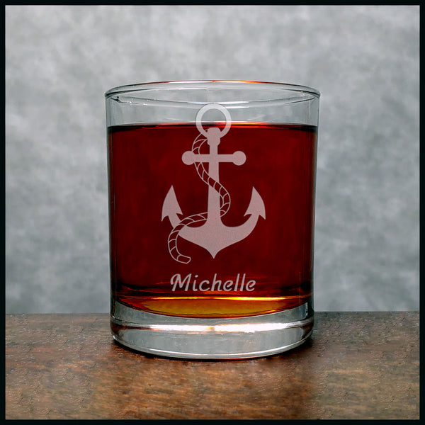 Anchor and Rope Personalized Whisky Glass - Copyright Hues in Glass