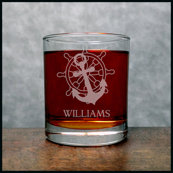 Anchor and Wheel Personalized Whisky Glass - Copyright Hues in Glass