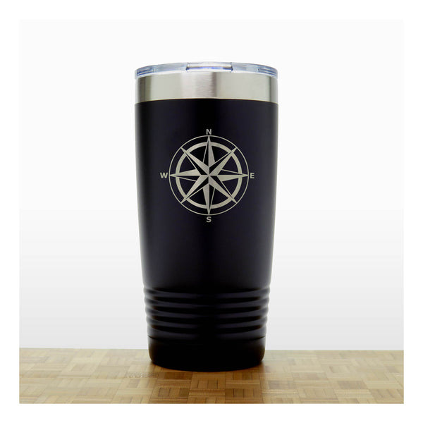 Black - Compass Rose 20 oz Insulated Tumbler - Copyright Hues in Glass
