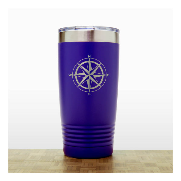 Purple - Compass Rose 20 oz Insulated Tumbler - Copyright Hues in Glass