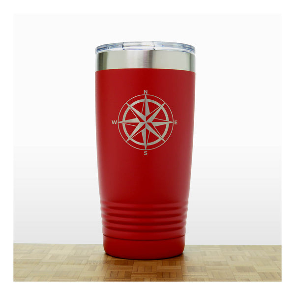 Red - Compass Rose 20 oz Insulated Tumbler - Copyright Hues in Glass
