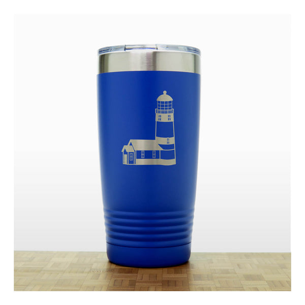 Blue - Lighthouse 20 oz Insulated Tumbler - Copyright Hues in Glass