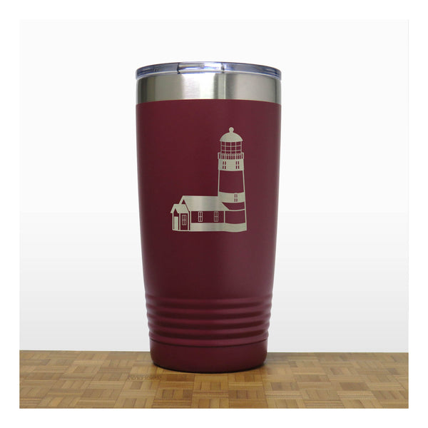 Maroon - Lighthouse 20 oz Insulated Tumbler - Copyright Hues in Glass