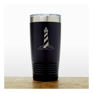 Black - Lighthouse_2 20 oz Insulated Tumbler - Copyright Hues in Glass