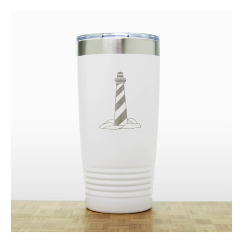 White - Lighthouse_2 20 oz Insulated Tumbler - Copyright Hues in Glass