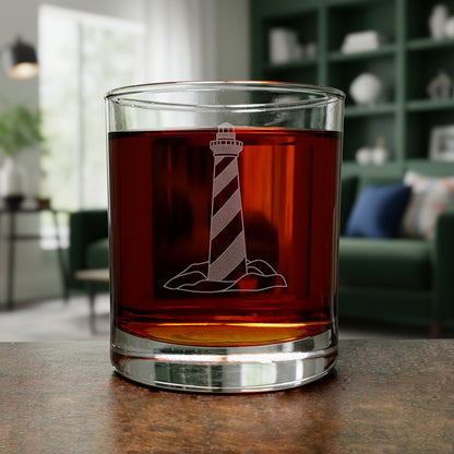 Lighthouse Whisky Glass - Design 2 - Copyright Hues in Glass