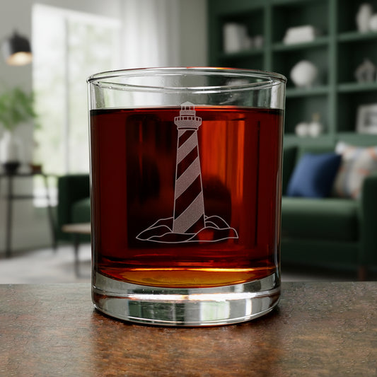 Lighthouse Whisky Glass - Design 2 - Copyright Hues in Glass