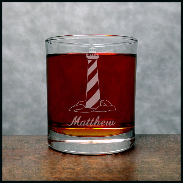 Lighthouse Personalized Whisky Glass - Design 2 - Copyright Hues in Glass